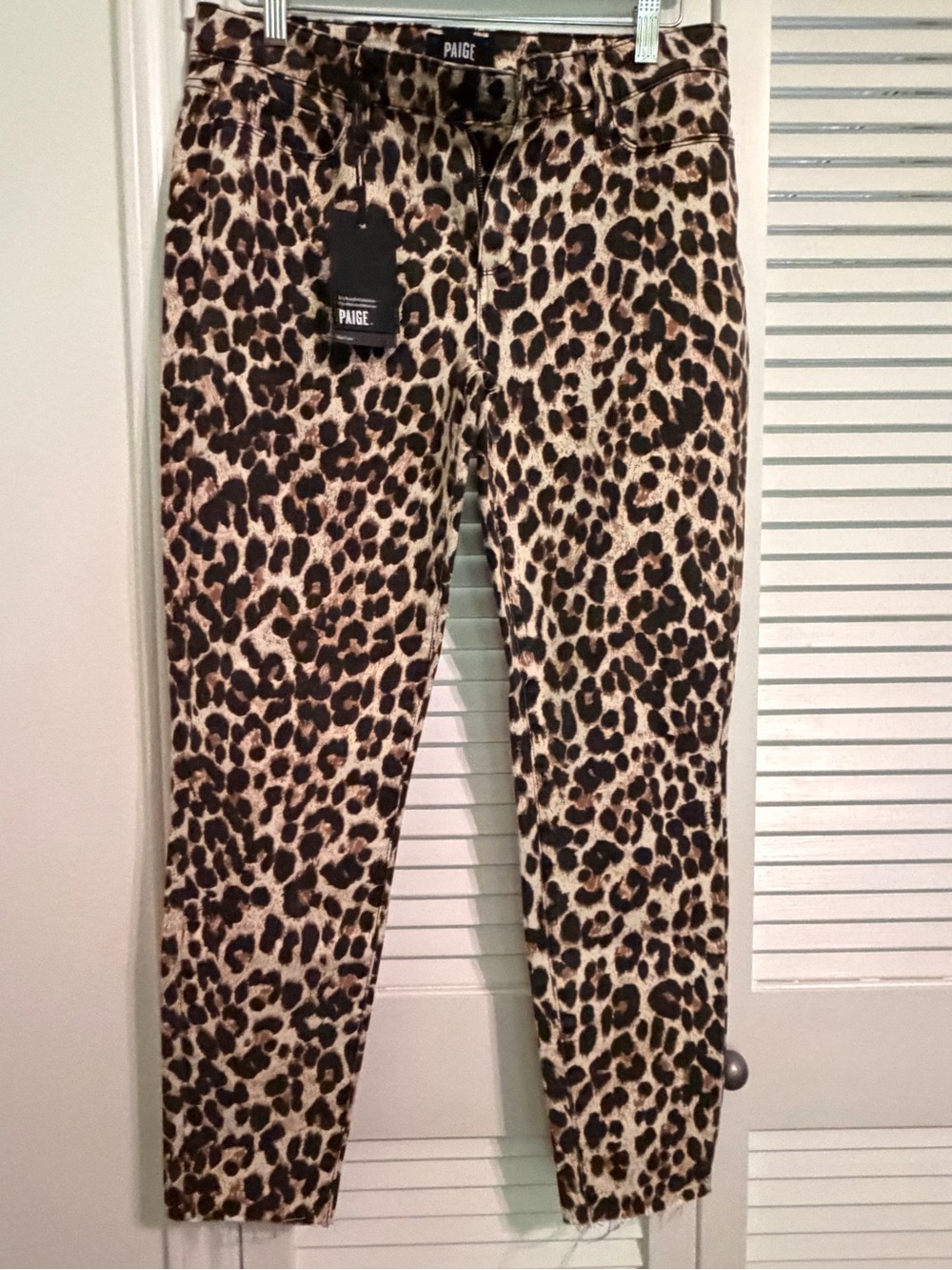 PAIGE Sahara Leopard Ankle Jeans in Black and Tan NWT size 30 ankle